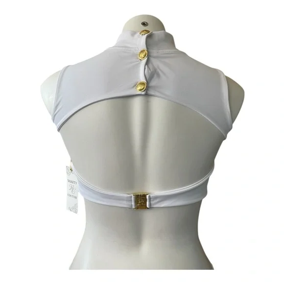 NWT High Neck One Piece Monokini Swimsuit Cut Out White Large - Picture 10 of 16